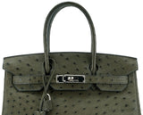Birkin 30 Ostrich Vert Olive PHW
