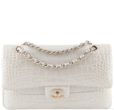 Silver Alligator Medium Flap Bag