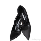 Black Satin Pointed Toe Heels