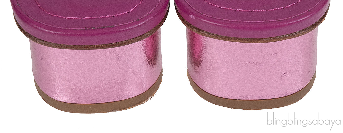 Christian Dior OR Montaigne Metallic Fuchsia Heels Slide