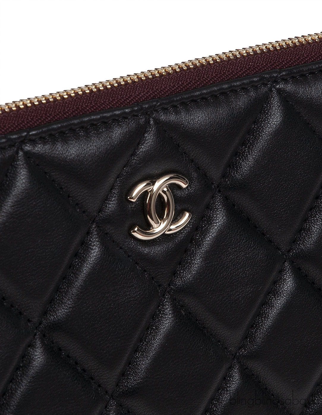 Chanel Black Large CC Quilted Lambskin O-Case Clutch