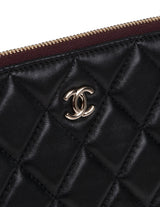 Chanel Black Large CC Quilted Lambskin O-Case Clutch