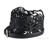 Black Floral Cut-out Wide Belt