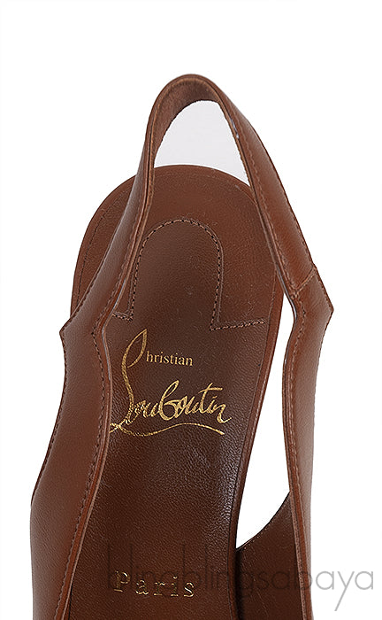 Christian Louboutin Brown Leather Slingback Heels