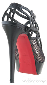 Black Mesh Strappy Pump