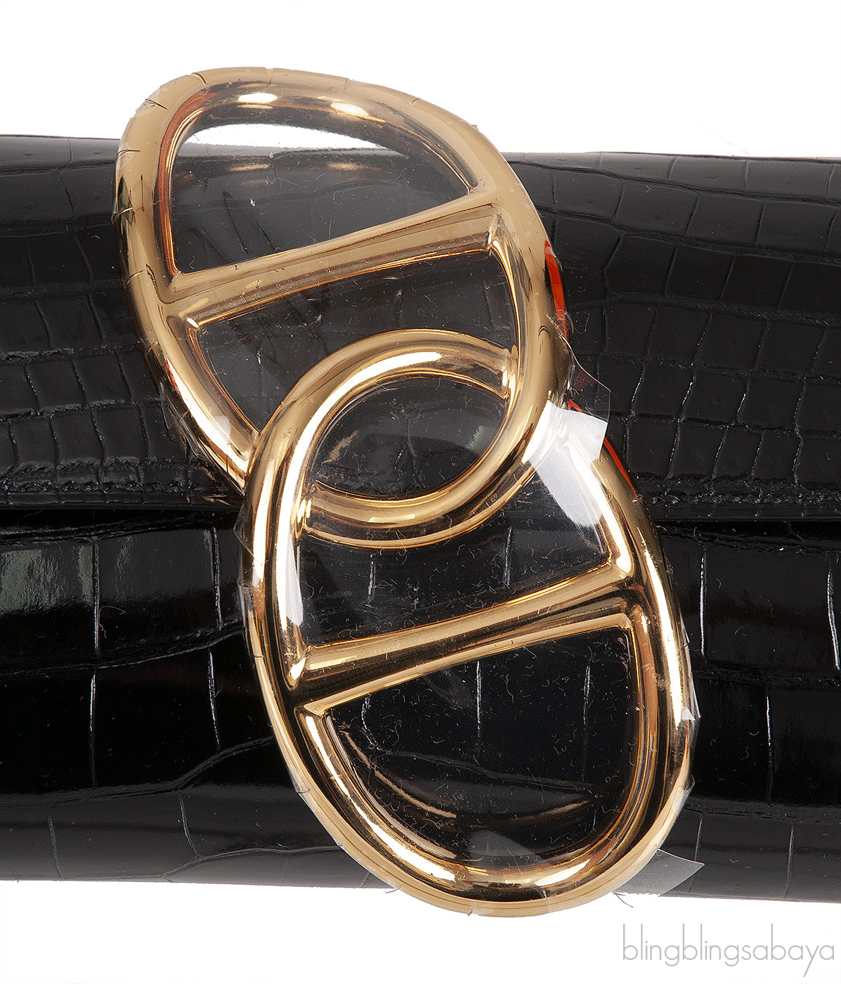 Egee Black Crocodile Clutch GHW
