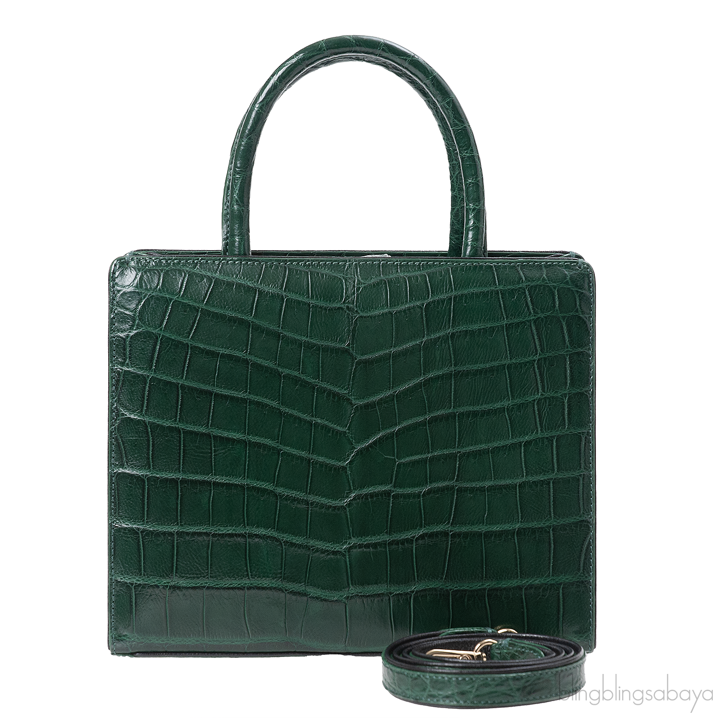 S\'uvimol My Sweet Box Emerald Crocodile Bag
