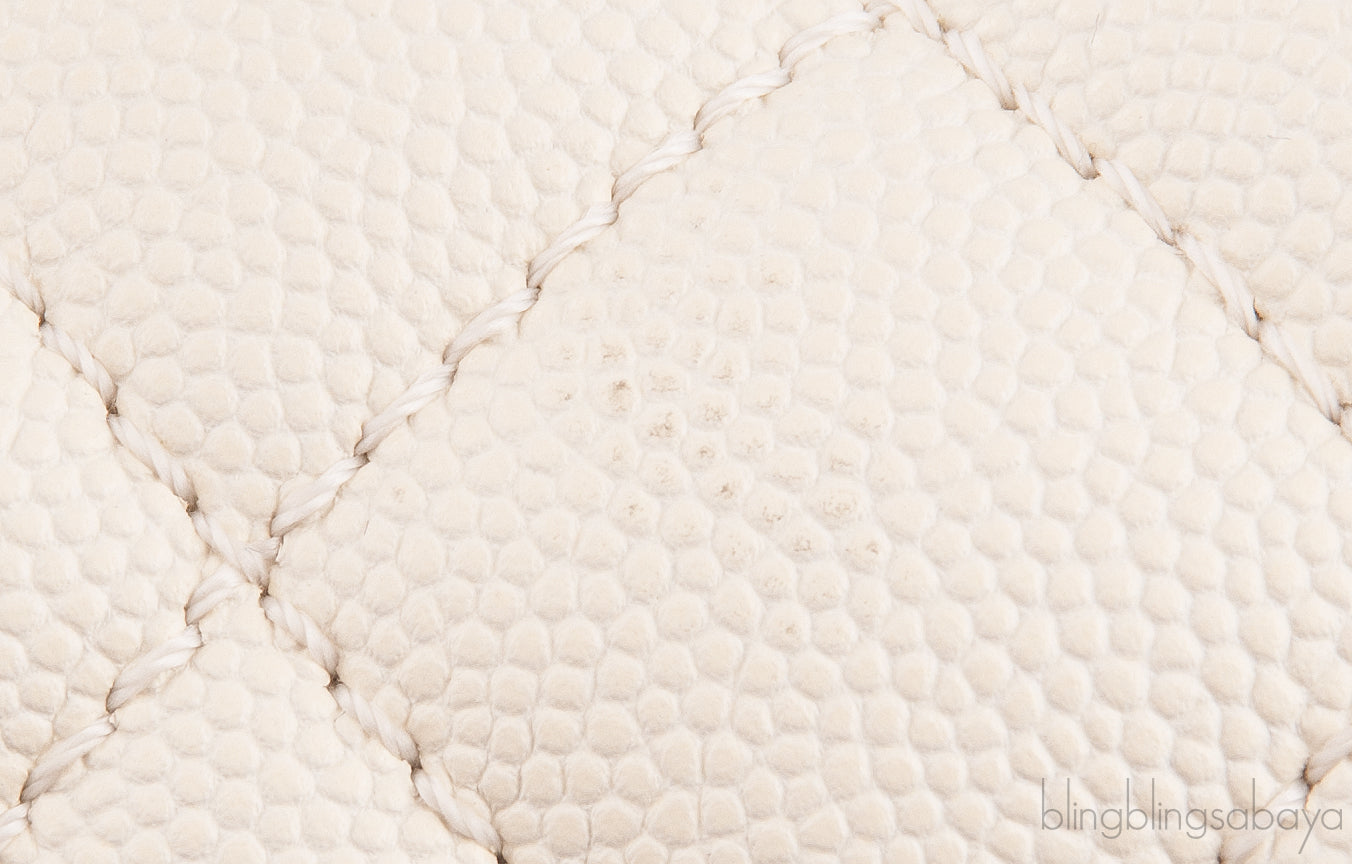 Coco White Caviar w/ Red Lizard Handle bag