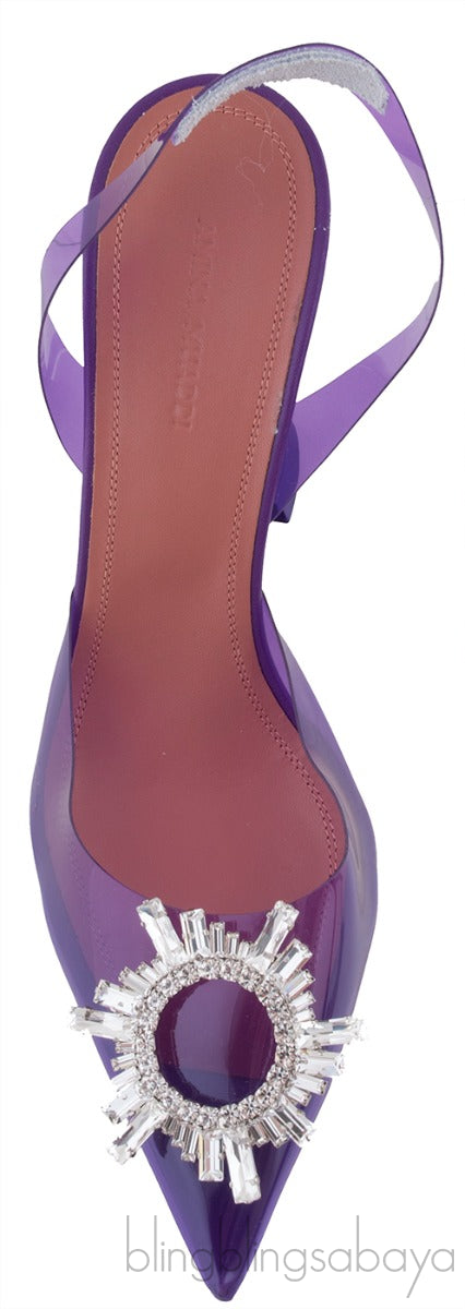 Purple Begum Crystal-embellished PVC Slingback
