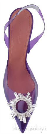 Purple Begum Crystal-embellished PVC Slingback