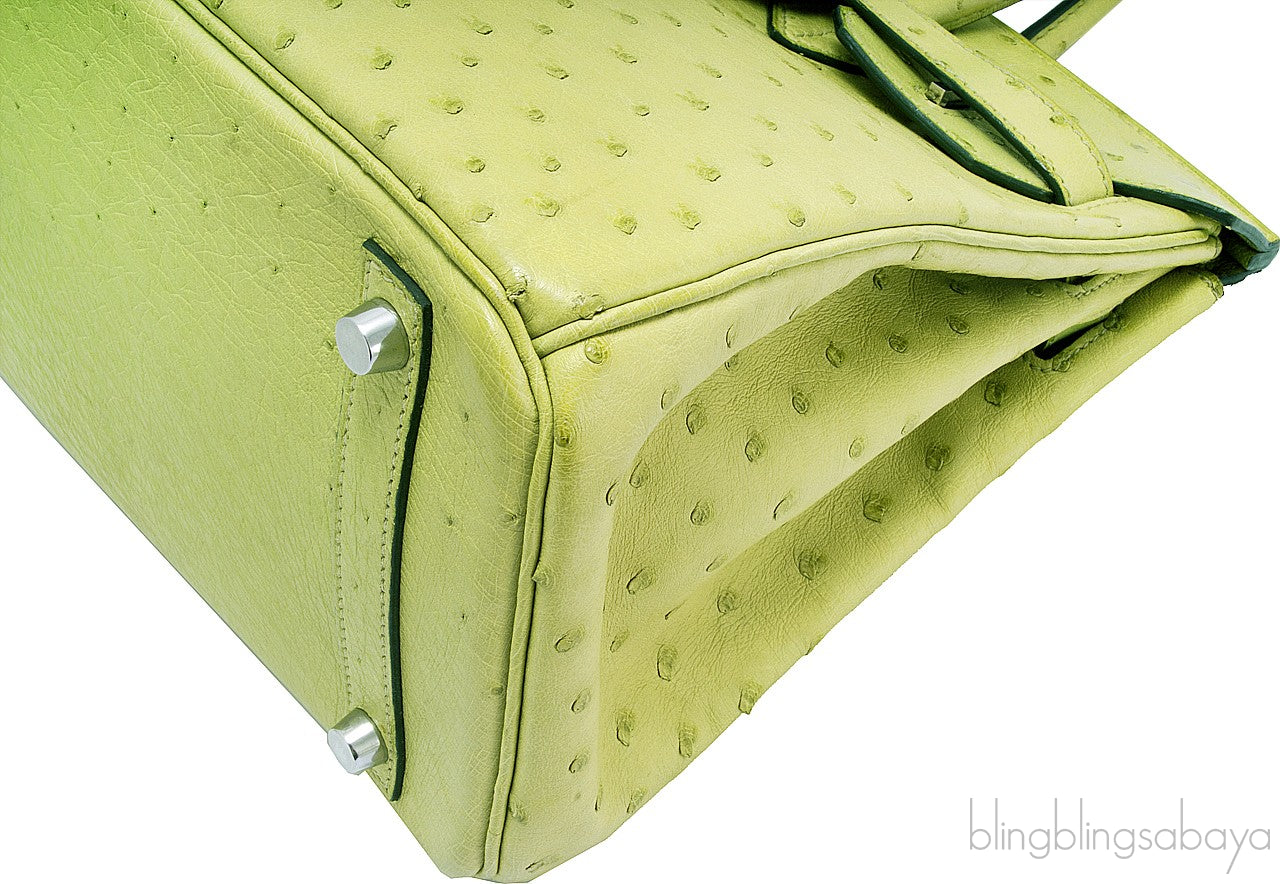 Birkin 30 Ostrich Vert Anis