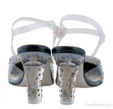 PVC Crystal & Fabric Cap Toe Slingback