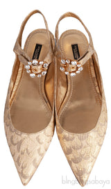 Dolce & Gabbana Metallic Gold Pointed Toe Flat Shoes