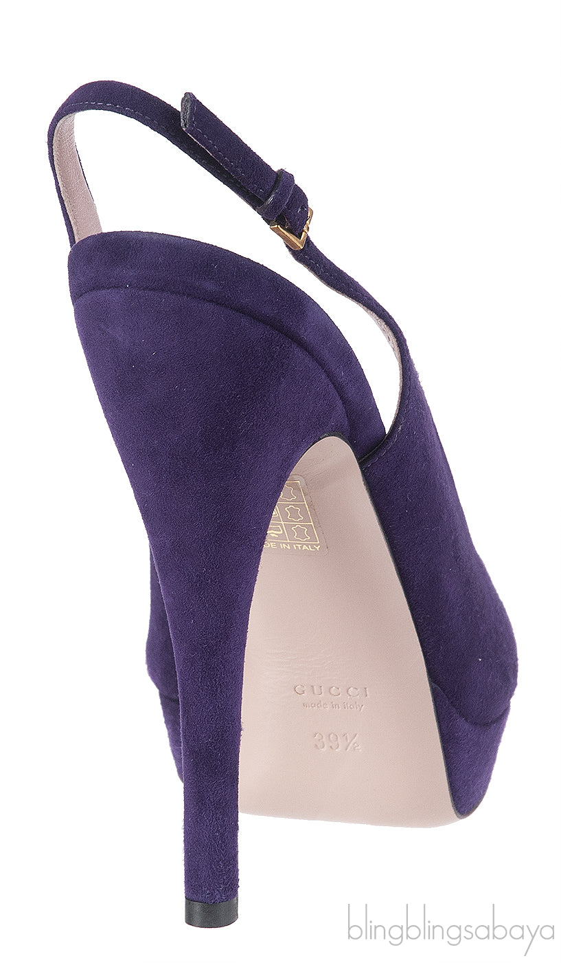 Gucci Purple Suede Slingback Peep Toe
