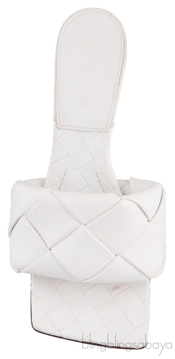 Bottega Veneta White Lido Intrecciato Mules 38