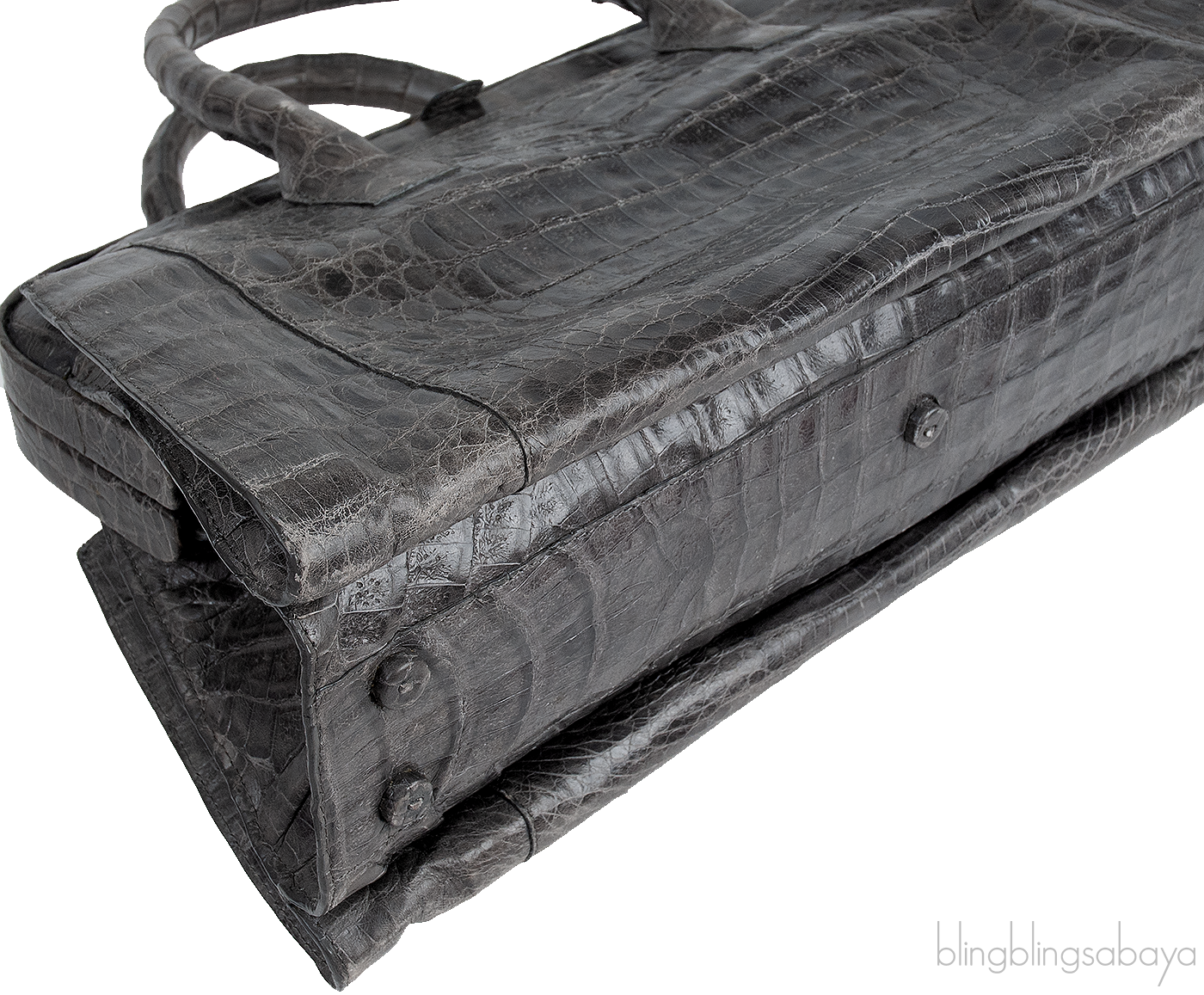 Crocodile Grey Frame Top Handbag