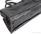 Crocodile Grey Frame Top Handbag