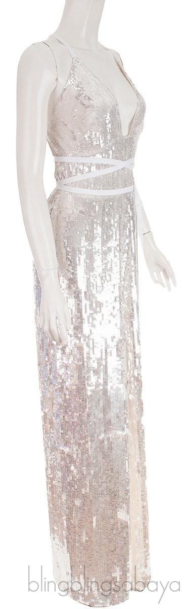 White Sequin Jumpsuit