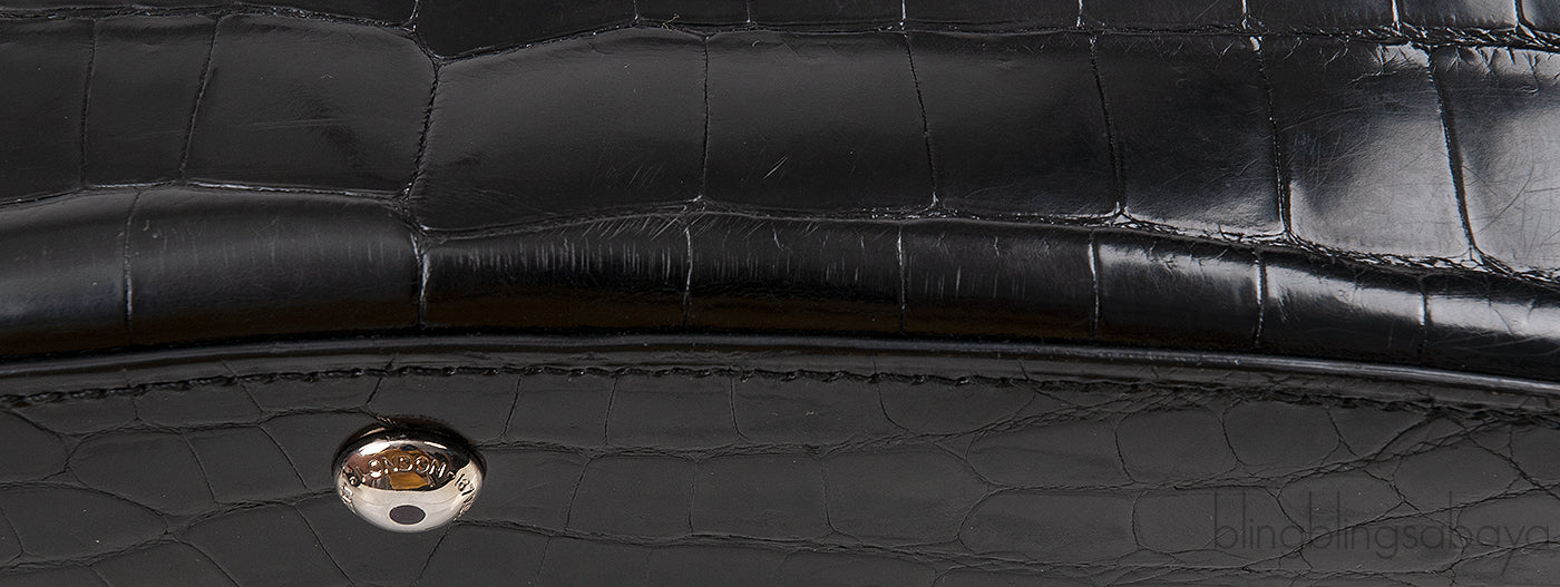Black Crocodile Top Handle Bag