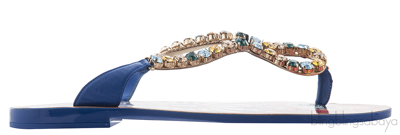 Bejeweled Flat Leather Thong
