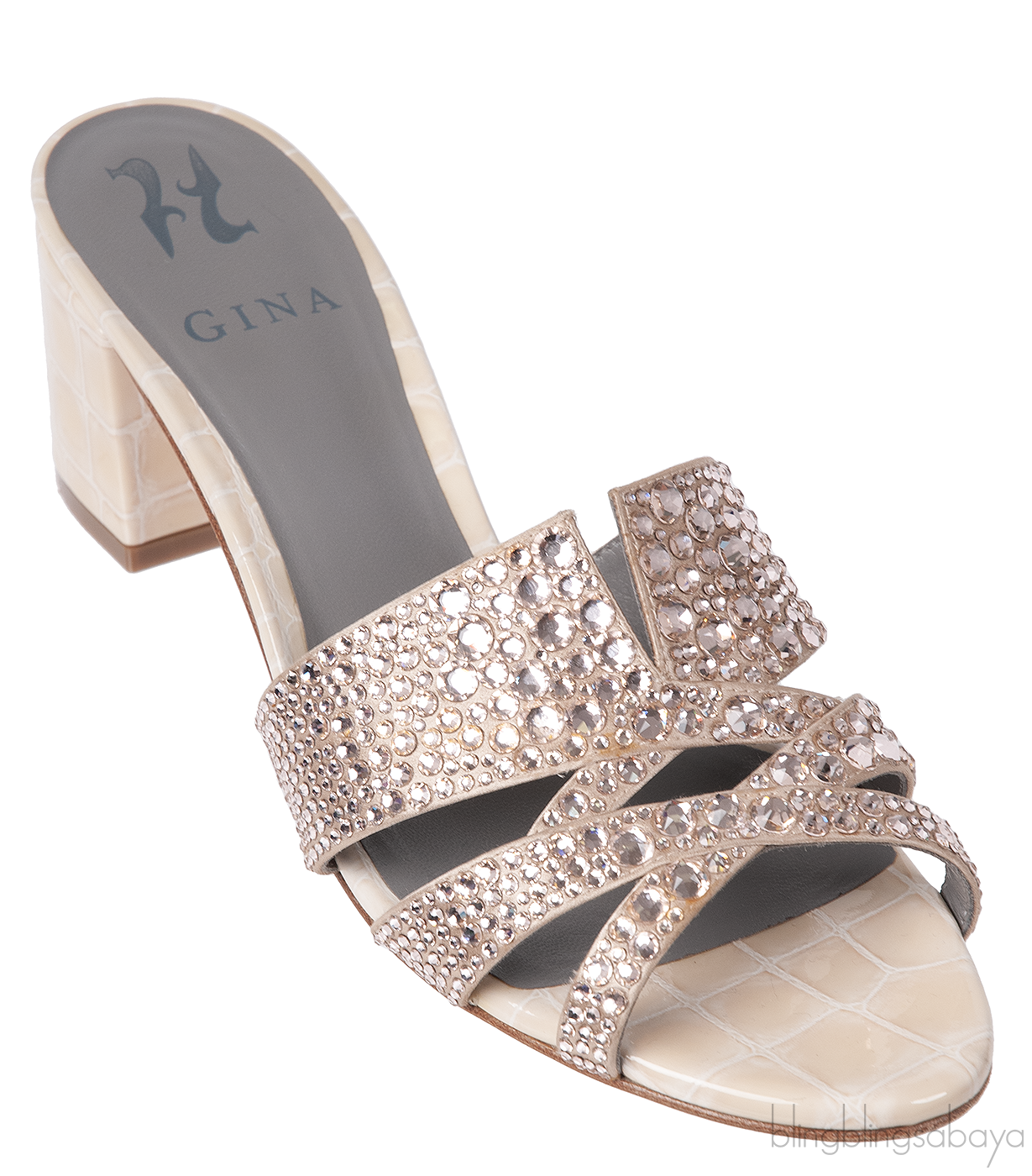 Pink Crystal Croc Embossed Sandals