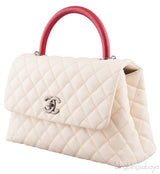 Coco White Caviar w/ Red Lizard Handle bag