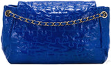 Blue Patent Puzzle Quilted Flap Bag