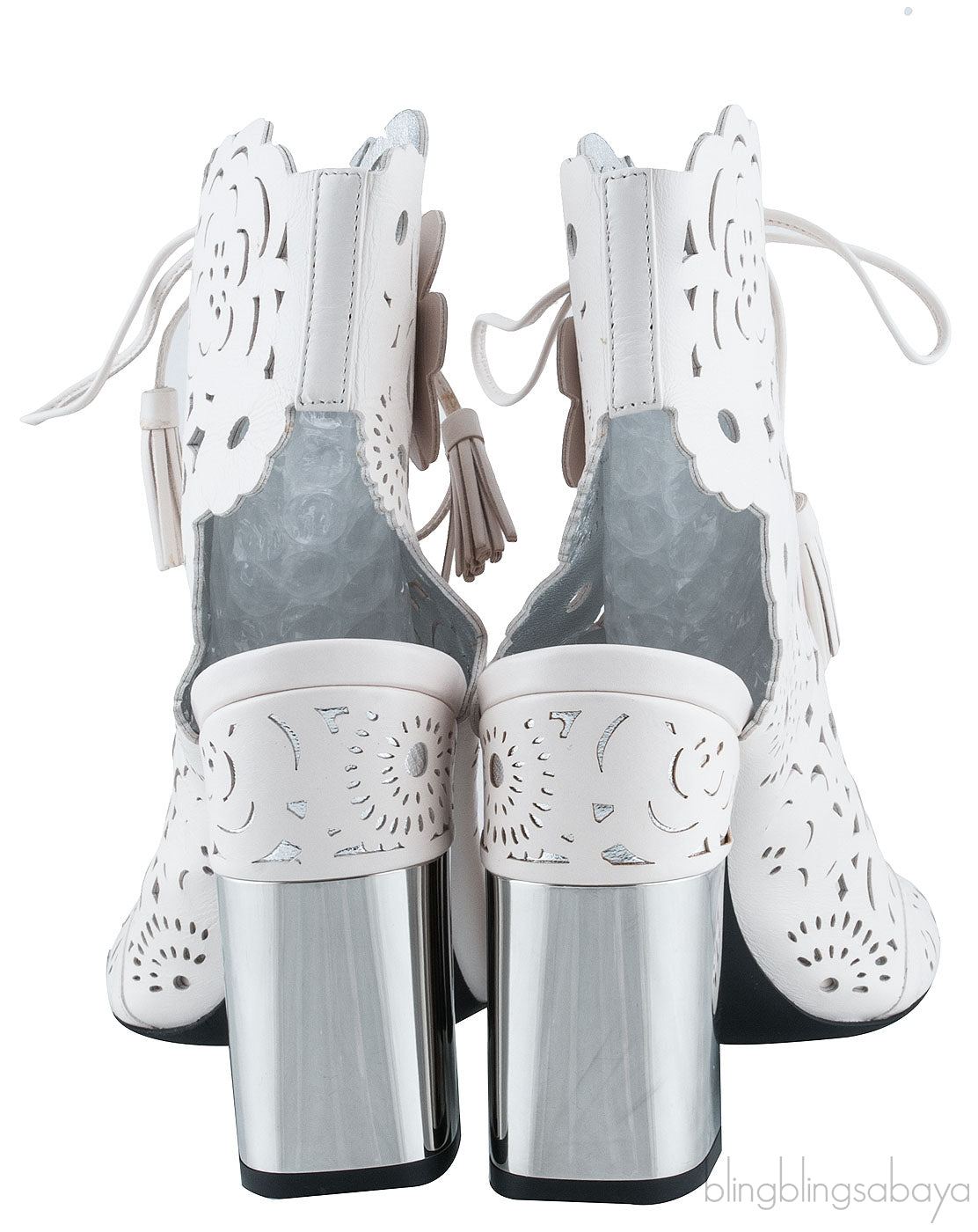 White Floral Laser Cut Heels