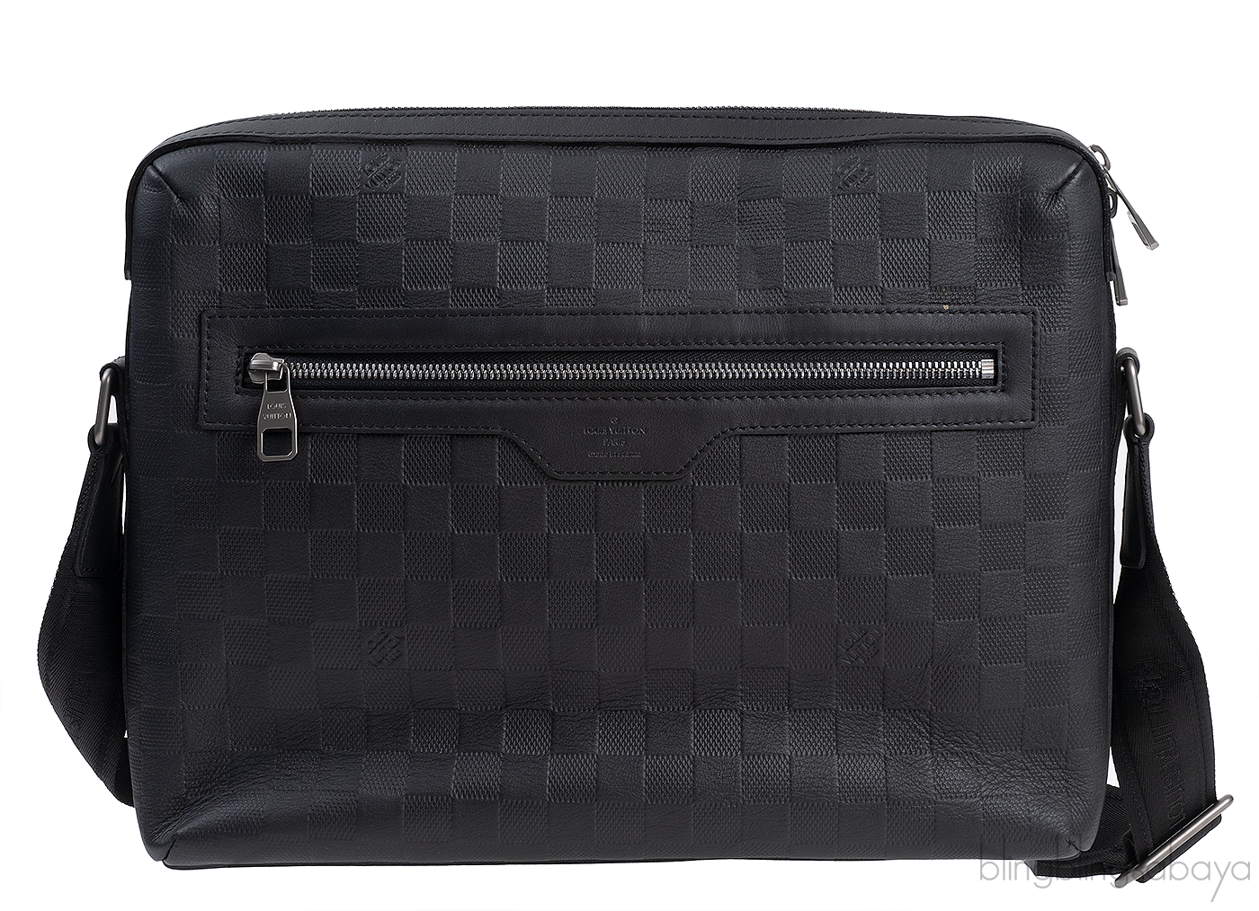 Black Infiniti Leather Calypso Messenger Bag MM