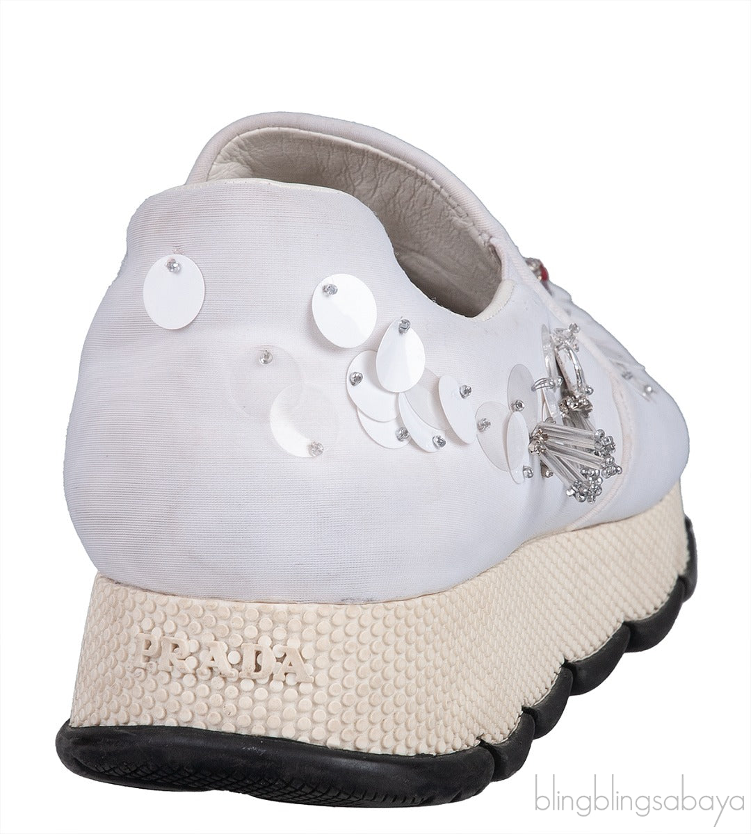 White Sequin Embellished Sneakers