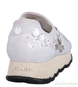 White Sequin Embellished Sneakers