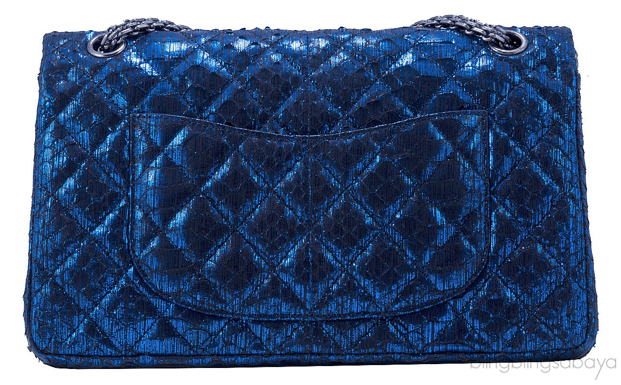 2.55 Reissue Navy Blue Metallic Python
