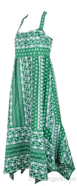 Oleanna Asymmetric Emb. Cotton Silk Midi Dress