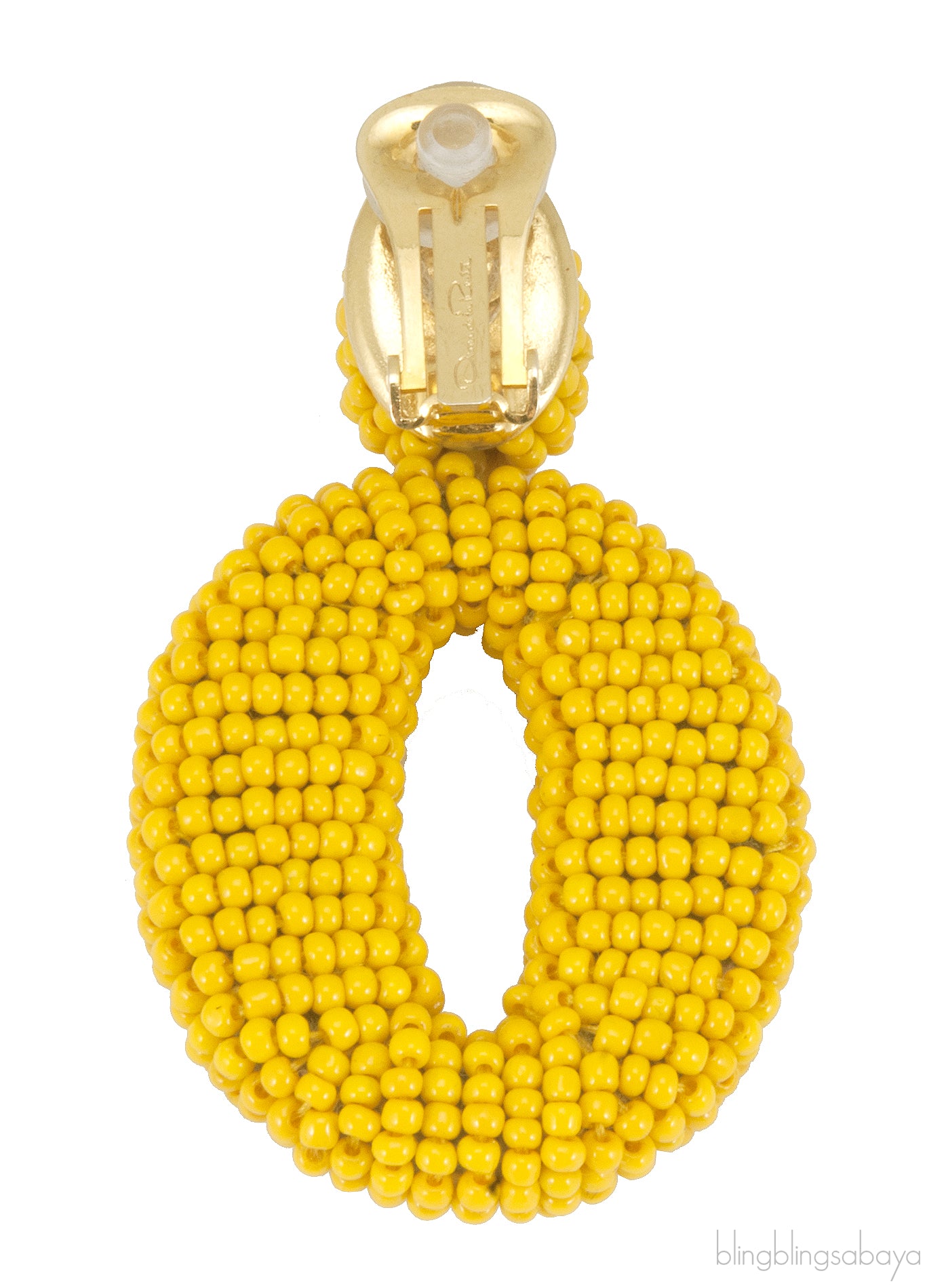 Circle Yellow Mustard Beaded Earrings