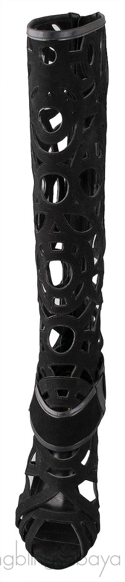 Gabo Laser-cut Suede Knee Boots