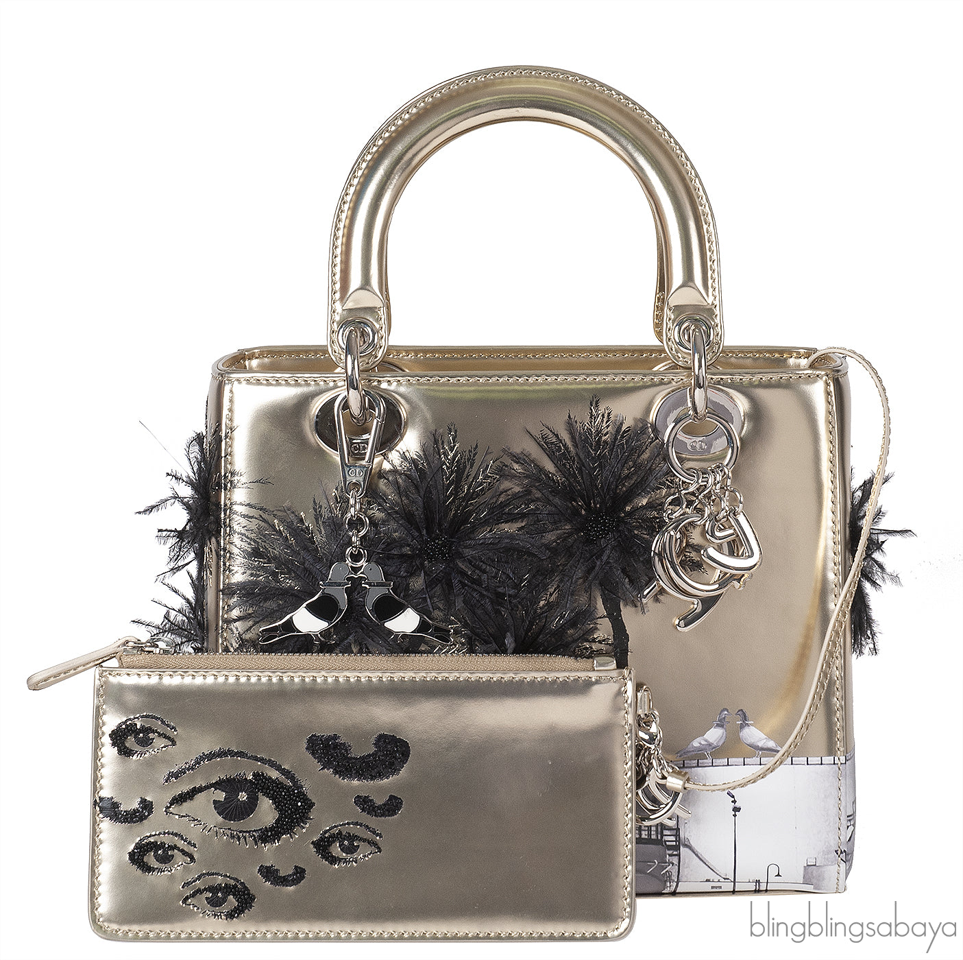 Christian Dior Lady Dior Art "Manal Aldowayan" Metallic Palm Art Bag