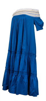 Peter Pilotto Tiered Off-shoulder Blue Midi Dress
