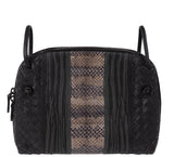 Bottega Veneta Brown Intrecciato Snakeskin Nodini Crossbody Bag