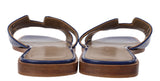Hermes Royal Blue Patent Leather Oran Sandals 36