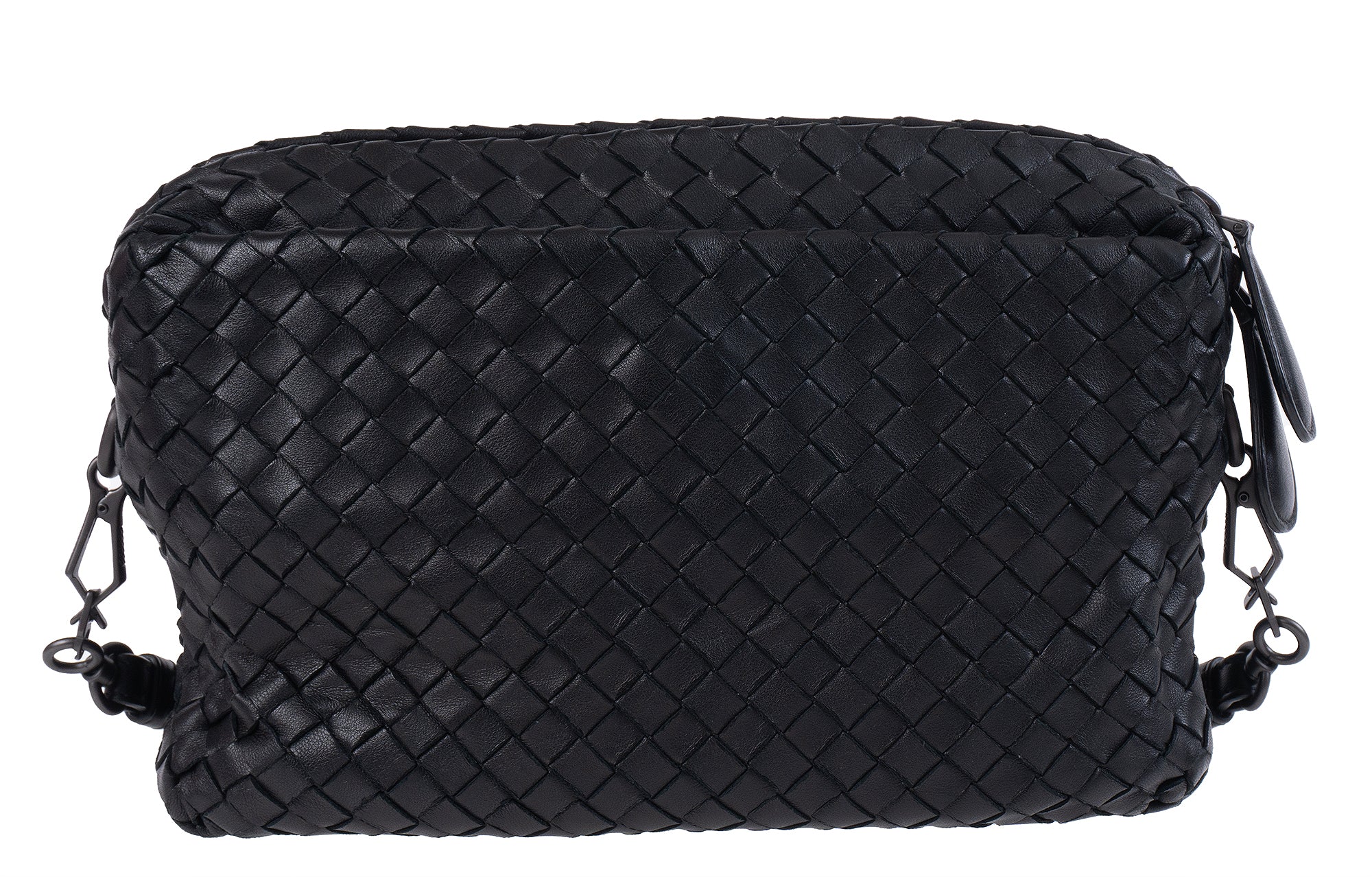 Bottega Veneta Black Intrecciato Seemless Pocket Messenger Bag
