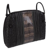 Bottega Veneta Brown Intrecciato Snakeskin Nodini Crossbody Bag