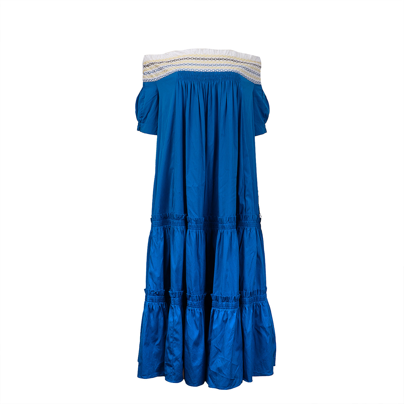 Peter Pilotto Tiered Off-shoulder Blue Midi Dress