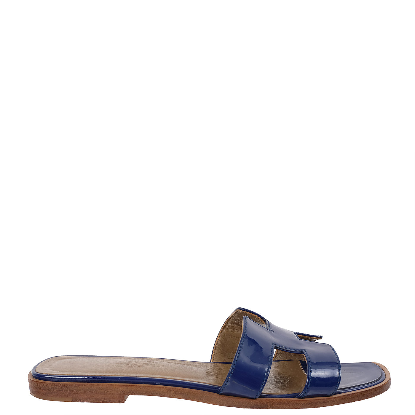 Hermes Royal Blue Patent Leather Oran Sandals 36