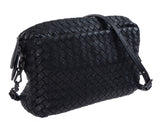 Bottega Veneta Black Intrecciato Seemless Pocket Messenger Bag