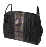 Bottega Veneta Brown Intrecciato Snakeskin Nodini Crossbody Bag