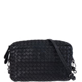 Bottega Veneta Black Intrecciato Seemless Pocket Messenger Bag