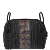 Bottega Veneta Brown Intrecciato Snakeskin Nodini Crossbody Bag