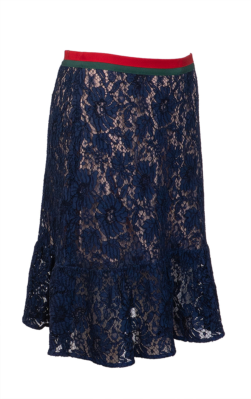 Gucci Blue Lace Mini Skirt