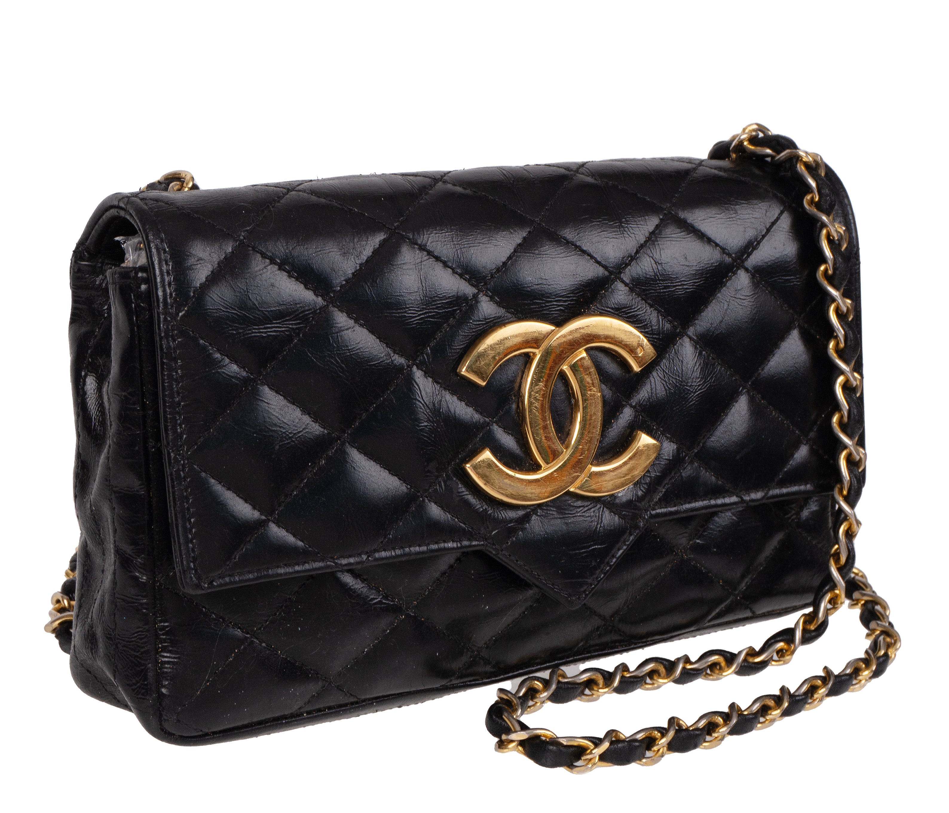 Chanel Vintage Black Quilted Coco Shoulder Bag