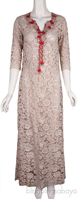 Lace Floral Crystal Maxi Dress